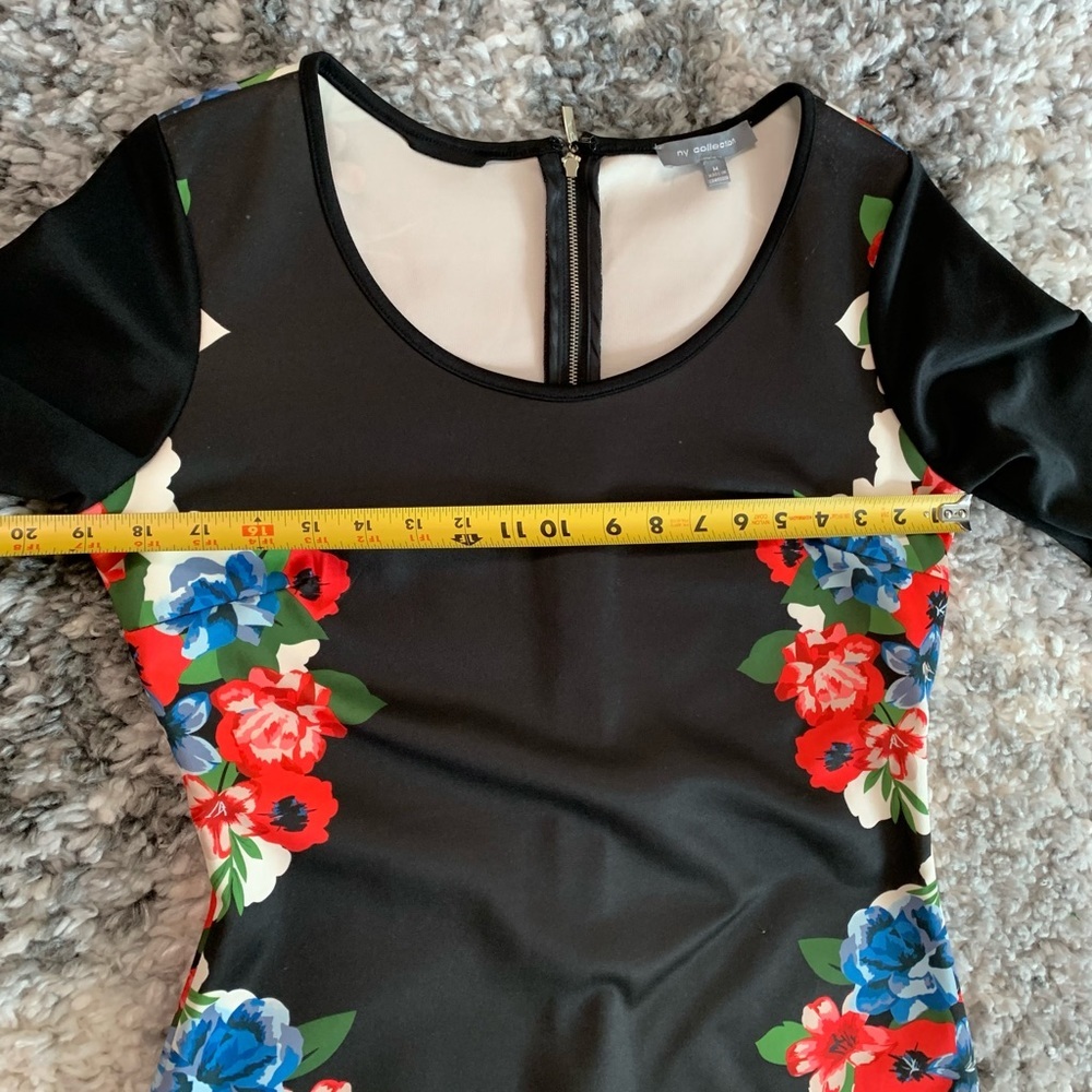 NY Collection Black Floral Women’s Dress Size Medium - Picture 6 of 17